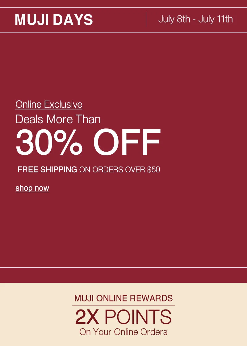 7/8-7/11 MUJI DAYS: Home Essentials More Than 30%