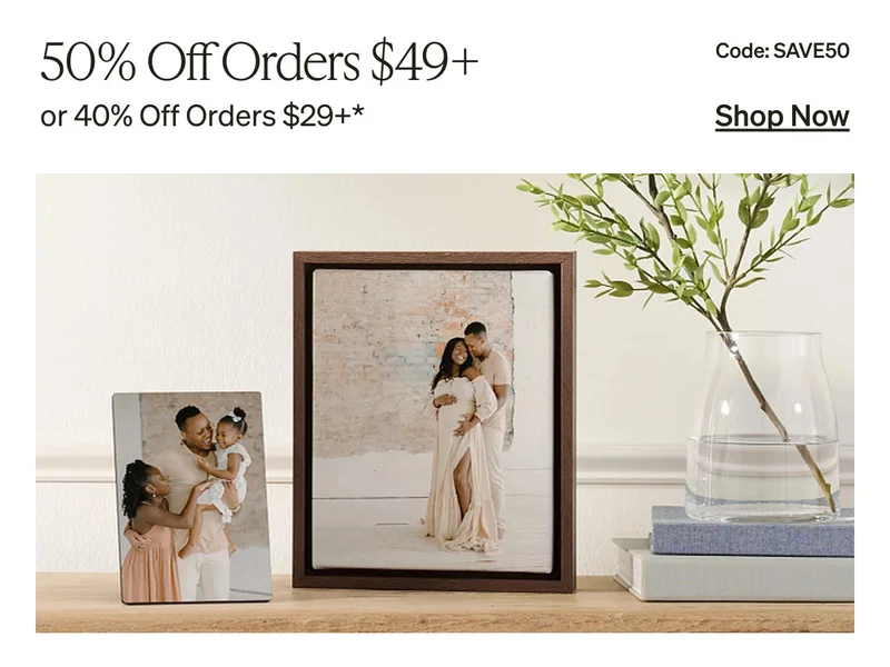 50% Off Orders $49+, 40% Off Orders $29+