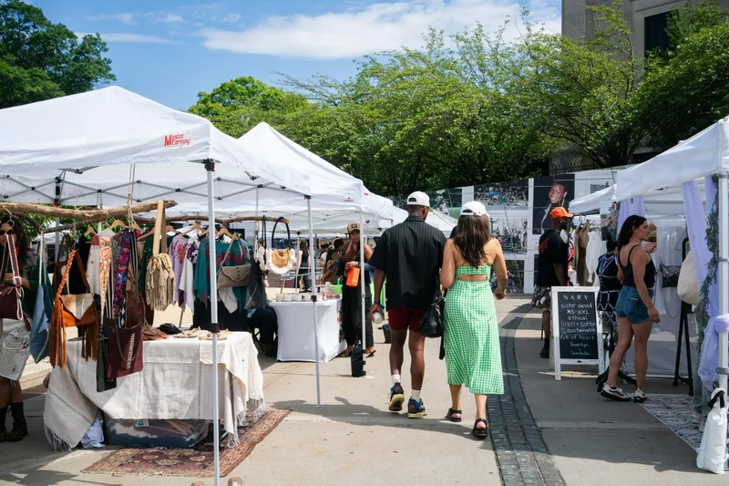 People shopping at an outdoor market