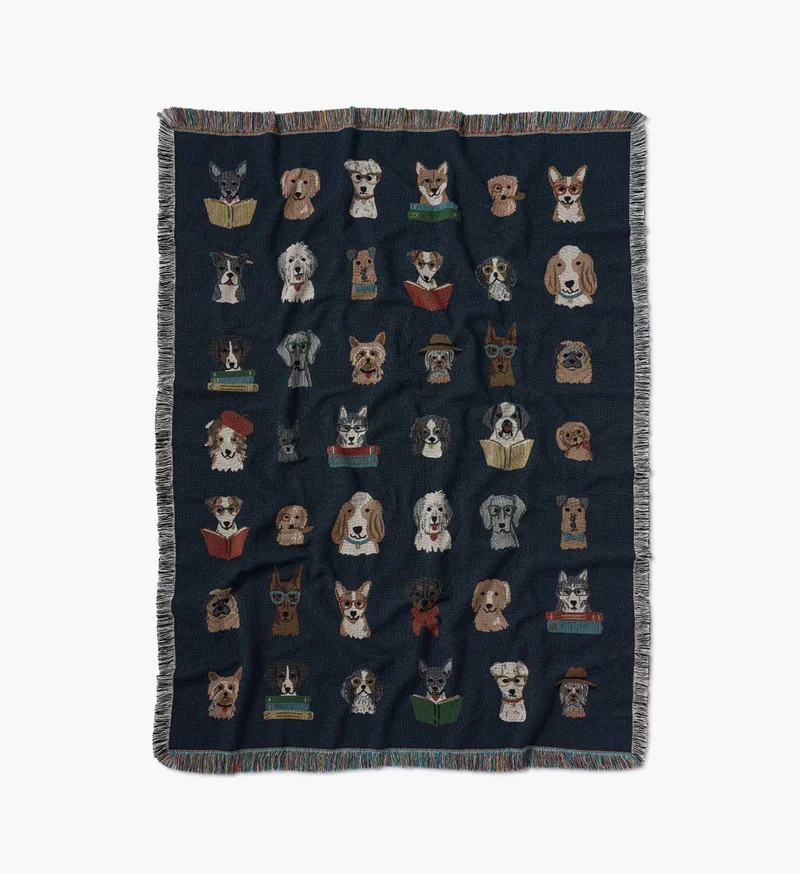 Image of Woven Blanket - Studious Dogs