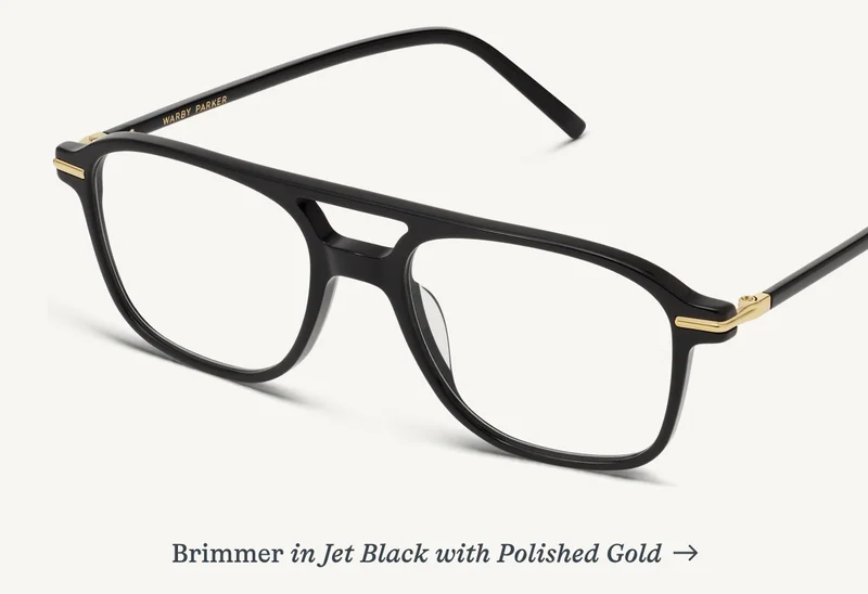 Brimmer in Jet Black with Polished Gold