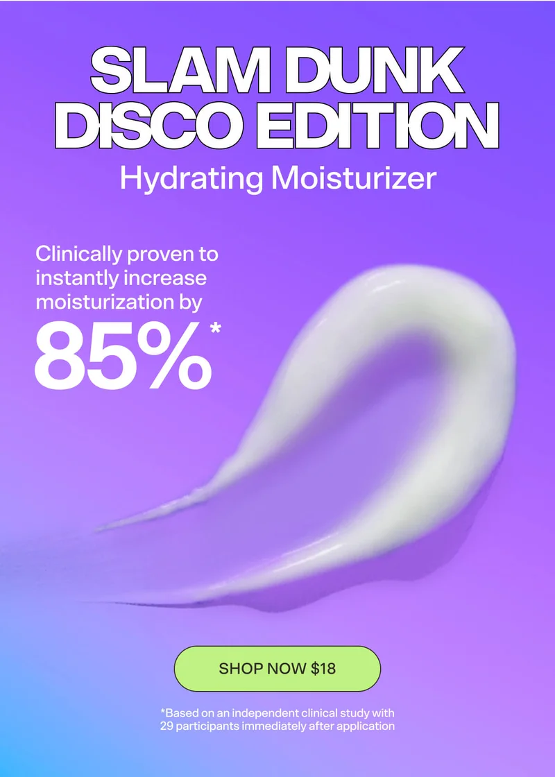 Disco Edition Hydrating Moisturizer [SHOP NOW $18]  Clinically proven to instantly increase moisturization by 85%*  *Based on an independent clinical study with 29 participants immediately after application