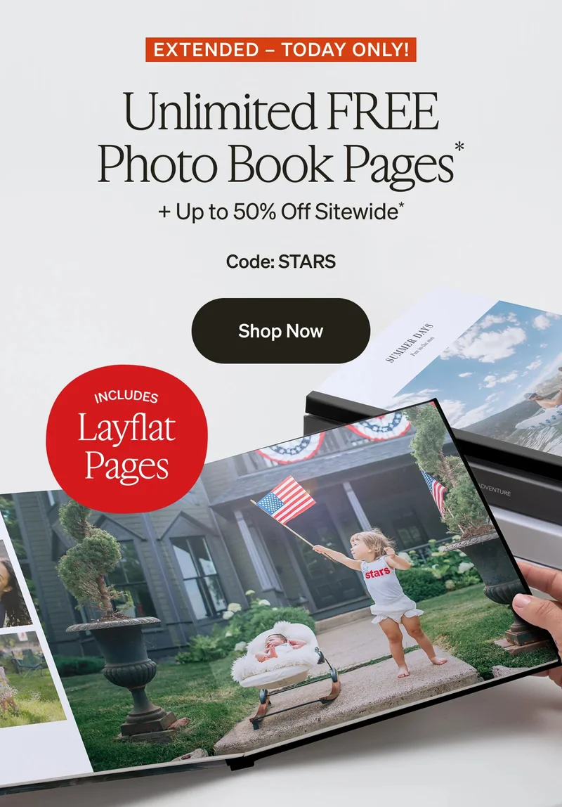Unlimited Free Photo Book Pages + Up to 50% Off Sitewide
