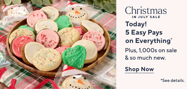 Christmas in July Sale - Today! 5 Easy Pays on Everything