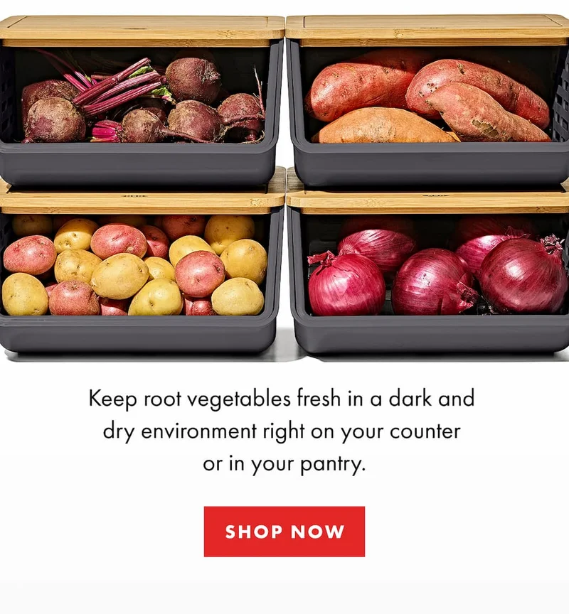 Keep root vegetables fresh in a dark and dry environment right on your counter or in your pantry. | SHOP NOW