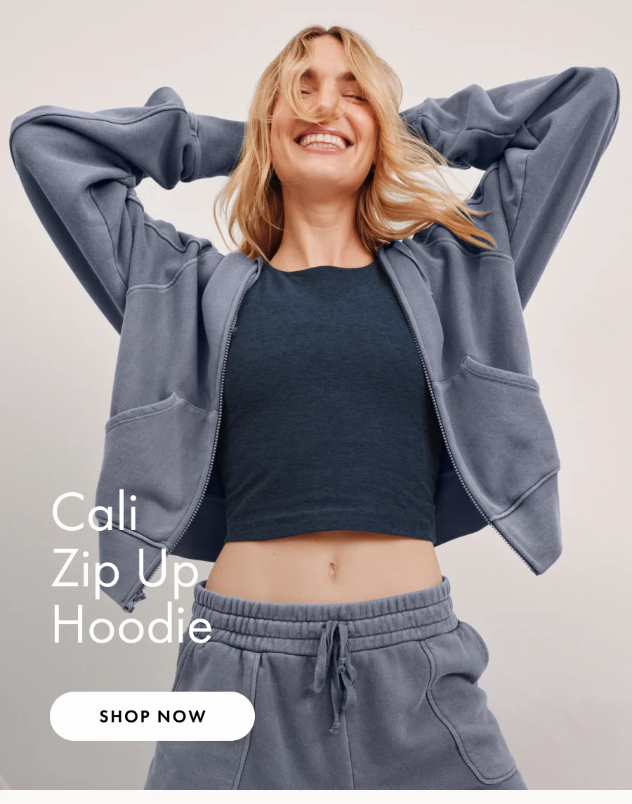 Cali Zip Up Hoodie in Washed Blue