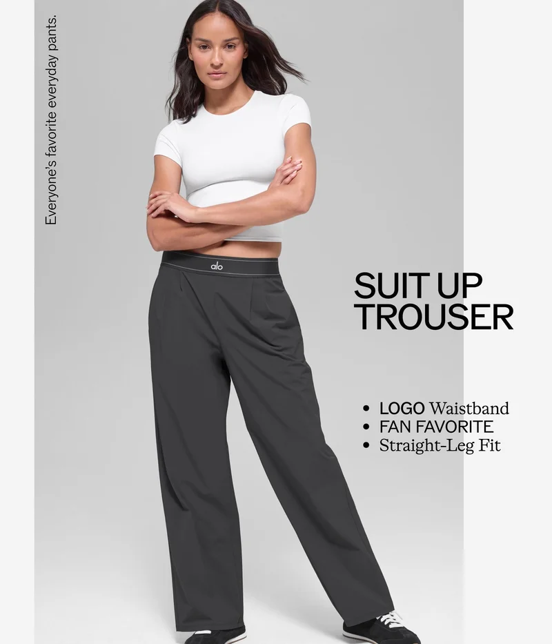 Everyone's favorite everyday pants. SUIT UP TROUSER. • LOGO Waistband • FAN FAVORITE • Straight-Leg Fit