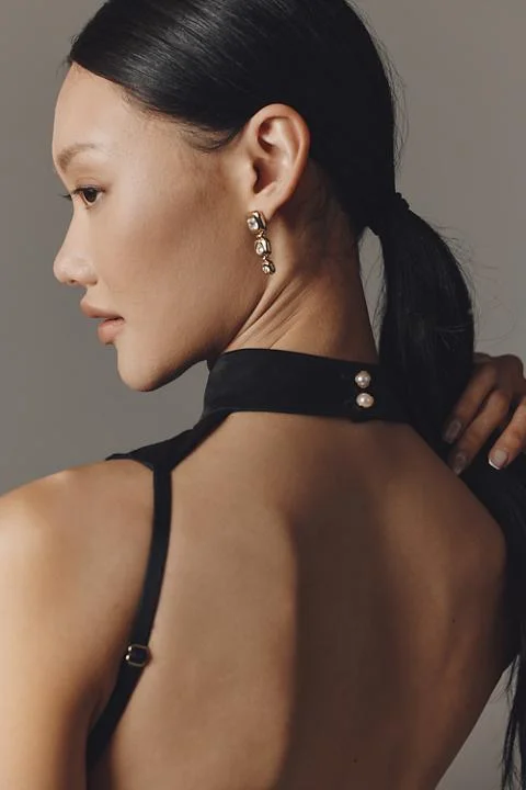 Bezel Crystal Square Drop Earrings