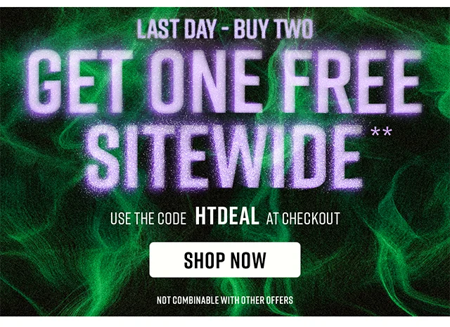Last Day - Buy Two Get One Free Sitewide. Use the code discount code at Checkout. Not combinable with other offers. Shop Now
