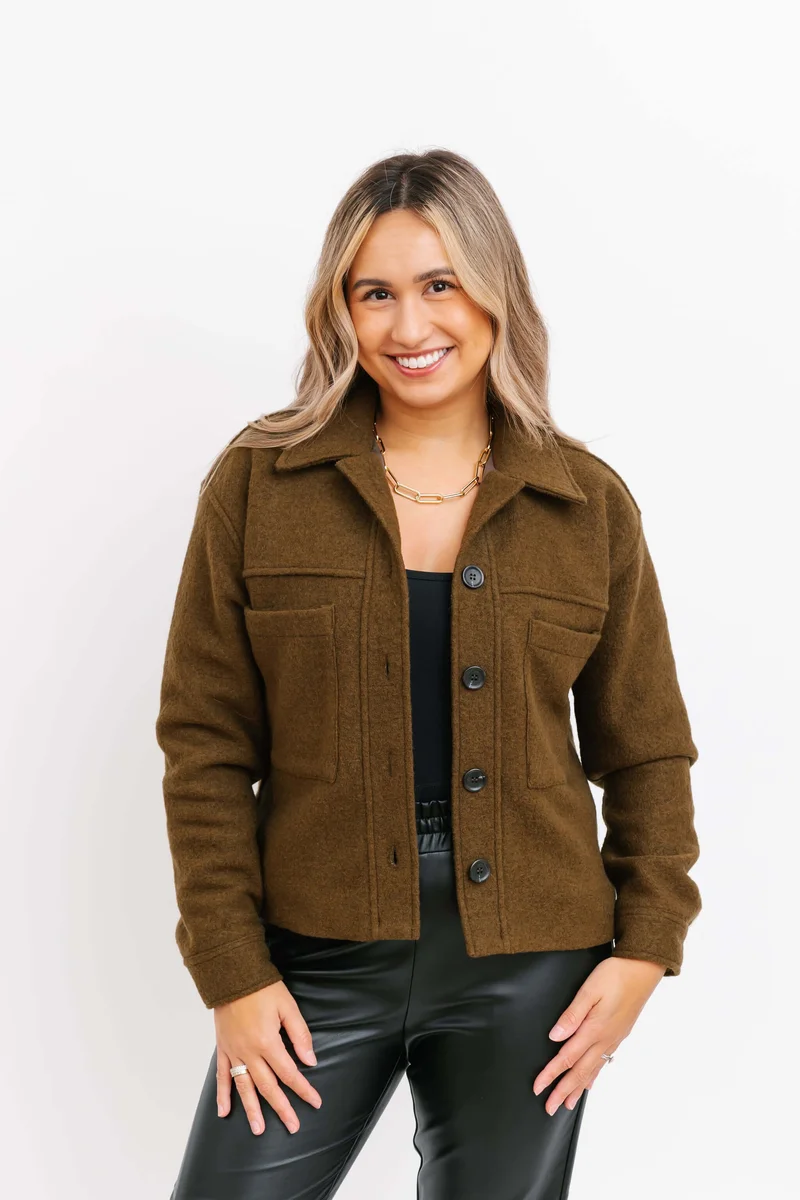 Image of Emory Cropped Jacket in Juniper Green