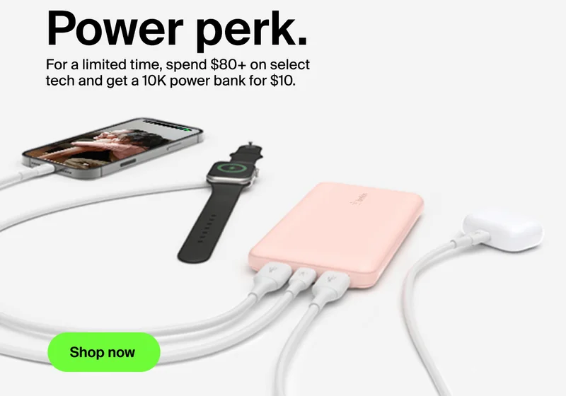 This fave 10K power bank is just $10 with an $80+ purchase.*