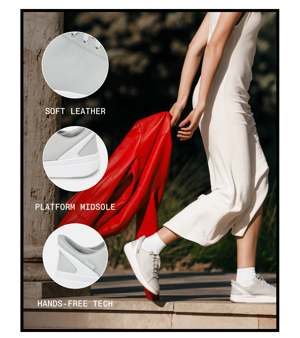 Soft leather. Platform midsole. Hands-free tech.