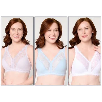 Breezies Soft Support Lace Wirefree Unlined Bra Set of 3