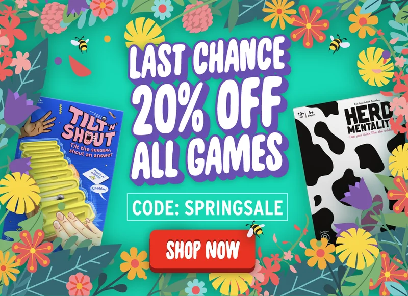 Last chance: 20% off all games. Shop now. Use code: SPRINGSALE