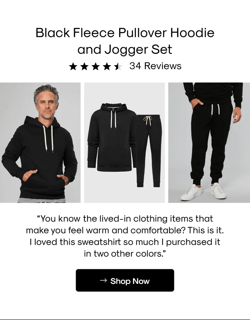 Black Fleece Pullover Hoodie and Jogger Set