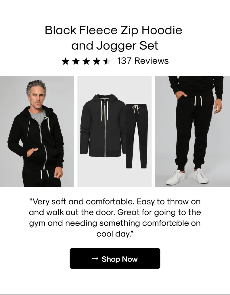 Black Fleece Zip Hoodie and Jogger Set
