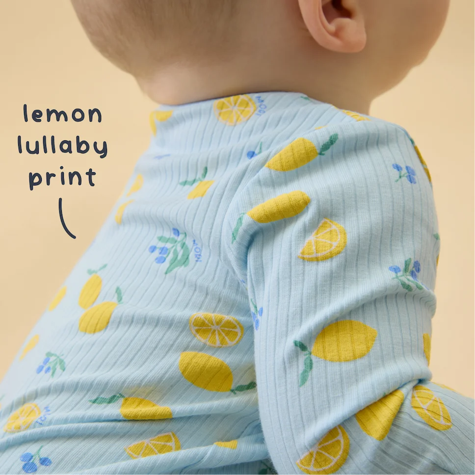Lemon Lullaby Ribbed Clever Zip Baby Pajamas