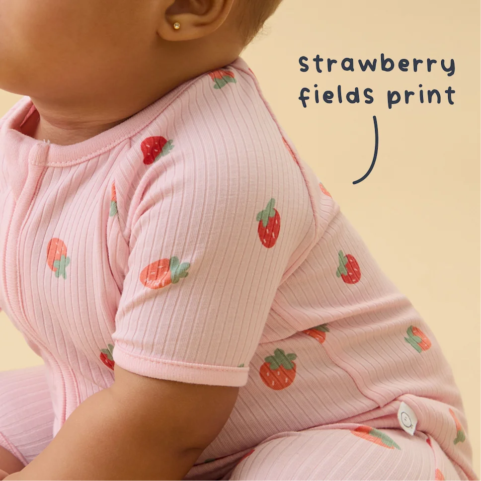 Strawberry Fields Ribbed Summer Baby Pajamas