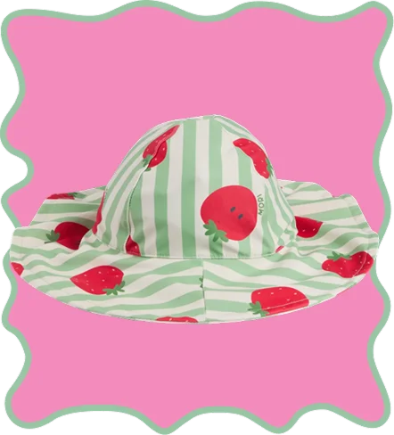 Strawberry Stripe Floppy Sun Hat