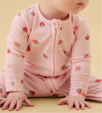 Strawberry Fields Ribbed Clever Zip Snug Fit Pajamas