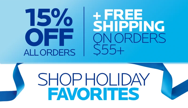 15% OFF ALL ORDERS & FREE SHIPPING ON ORDERS $55+