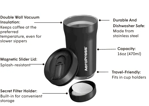 AeroPress Travel Coffee Tumbler Features