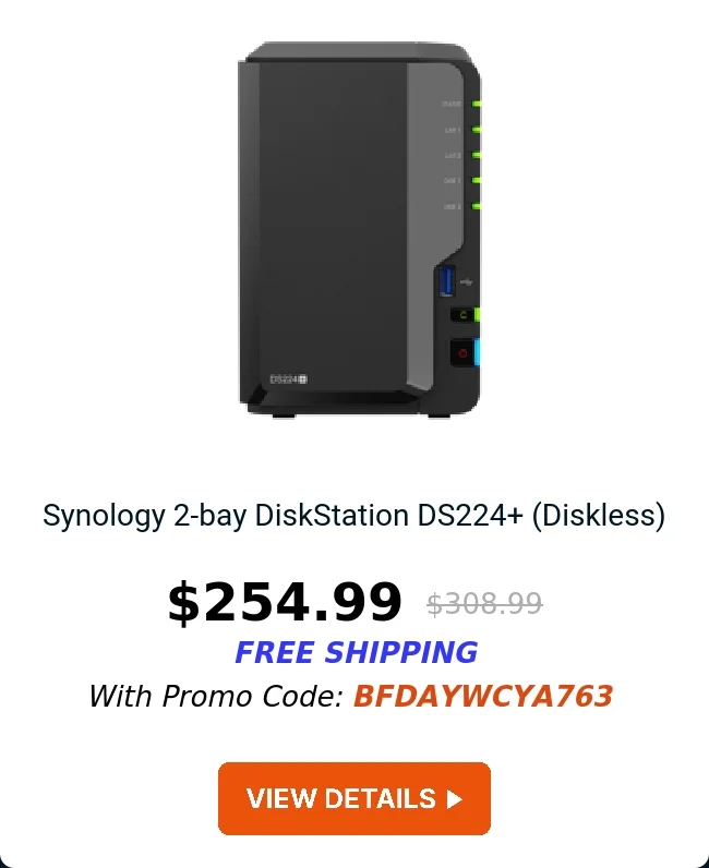 Synology 2-bay DiskStation DS224+ (Diskless)