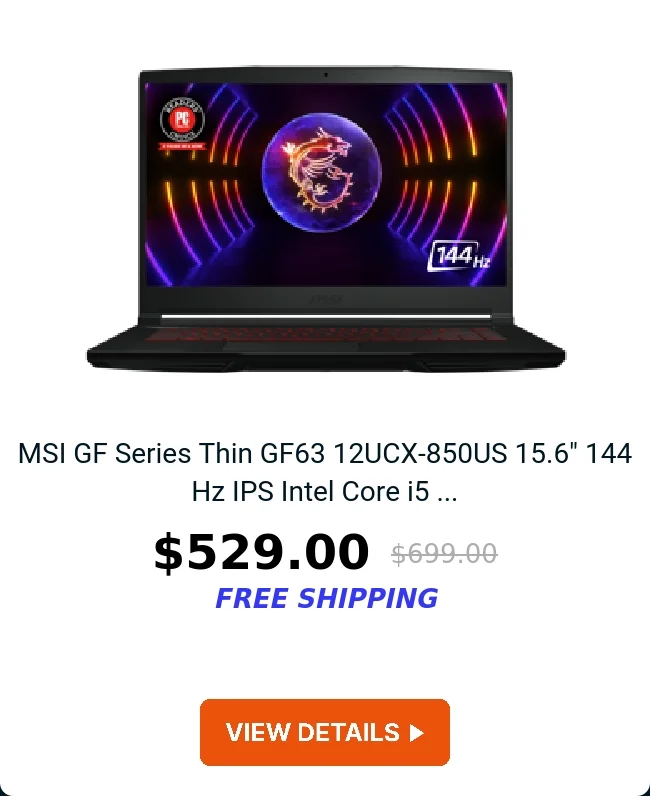 MSI GF Series Thin GF63 12UCX-850US 15.6