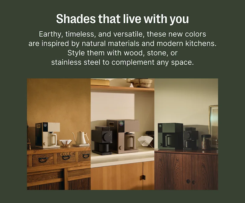 Shades that live with you: earthy, timeless, and versatile, these new colors are inspired by natural materials and modern kitchens.