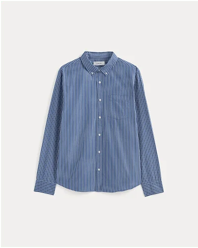 Image | Washed Poplin Shirt | Mazarine Blue / Optic White
