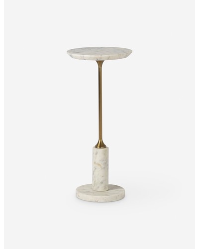 Devlin Round Side Table-Brown Marble