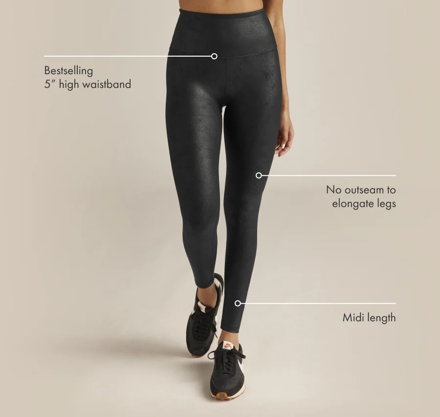 Leatherette High Waisted Midi Legging