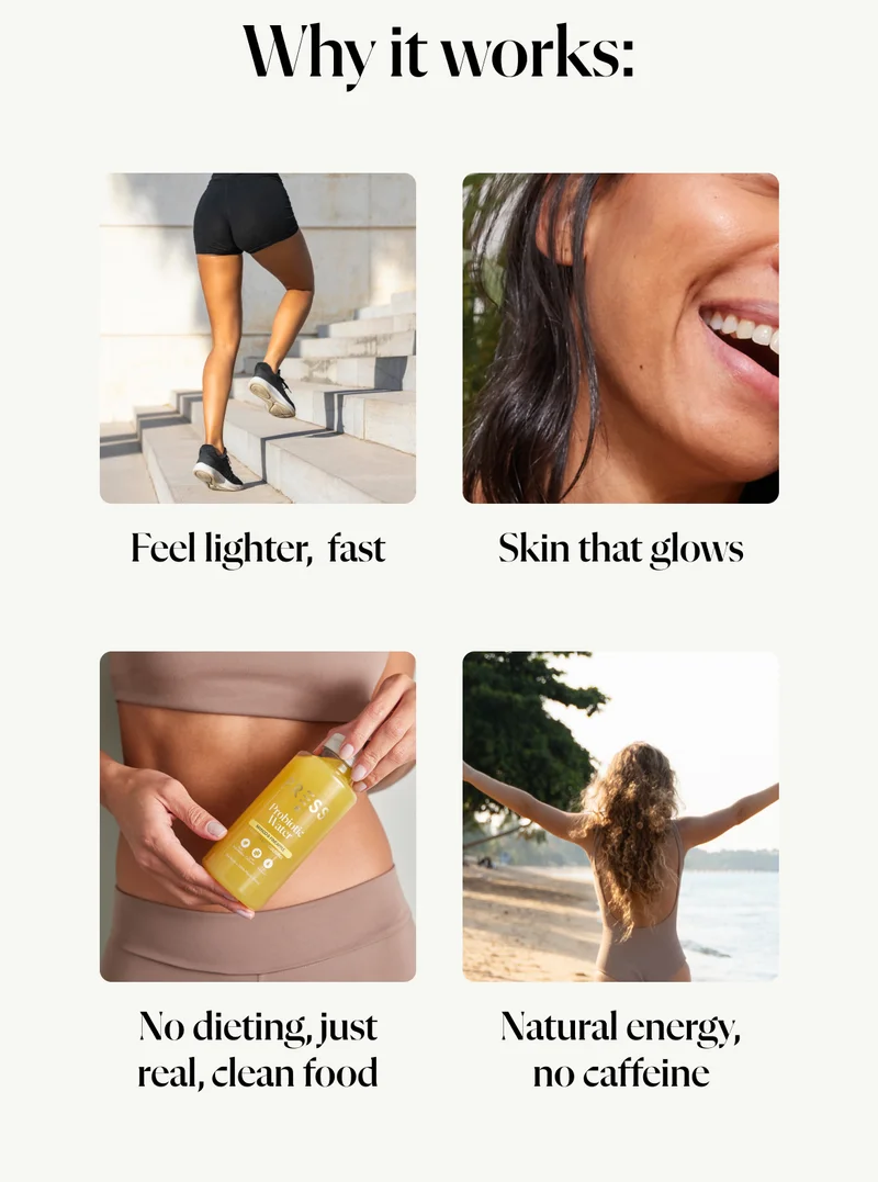 Why it works:  Feel lighter, fast Natural energy, no caffeine Skin that glows No dieting, just real, clean food