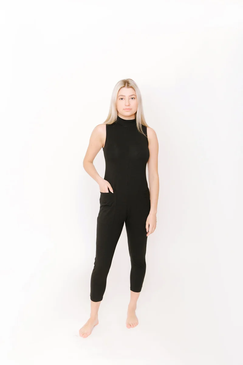 Image of Jackie Romper in Midnight Black
