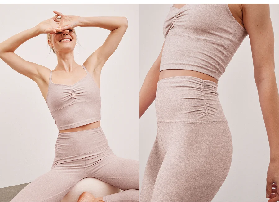 Spacedye Raise The Barre Shirred Legging in Chai
