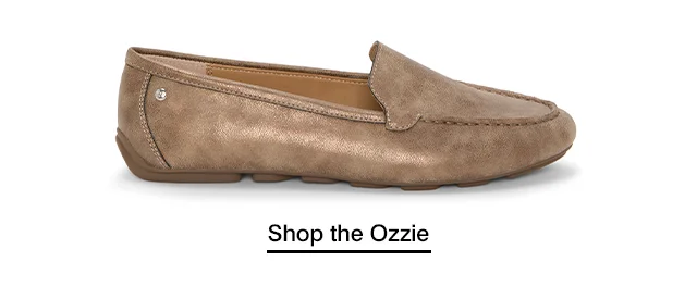 A side view of the Ozzie Loafer in Bronze Metallic leather. Shop the Ozzie.