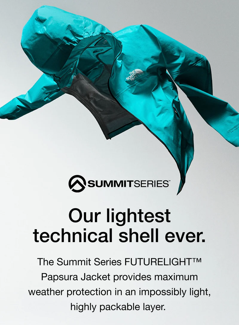 Our lightest technical shell ever. The Summit Series FUTURELIGHT™ Papsura Jacket provides maximum weather protection in an impossibly light, highly packable layer.