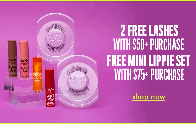 2 FREE LASHES WITH $50+ PURCHASE + FREE MINI LIPPIE SET WITH $75+ PURCHASE
