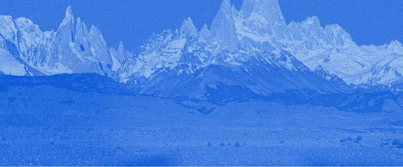 Stylized view of rugged mountains.
