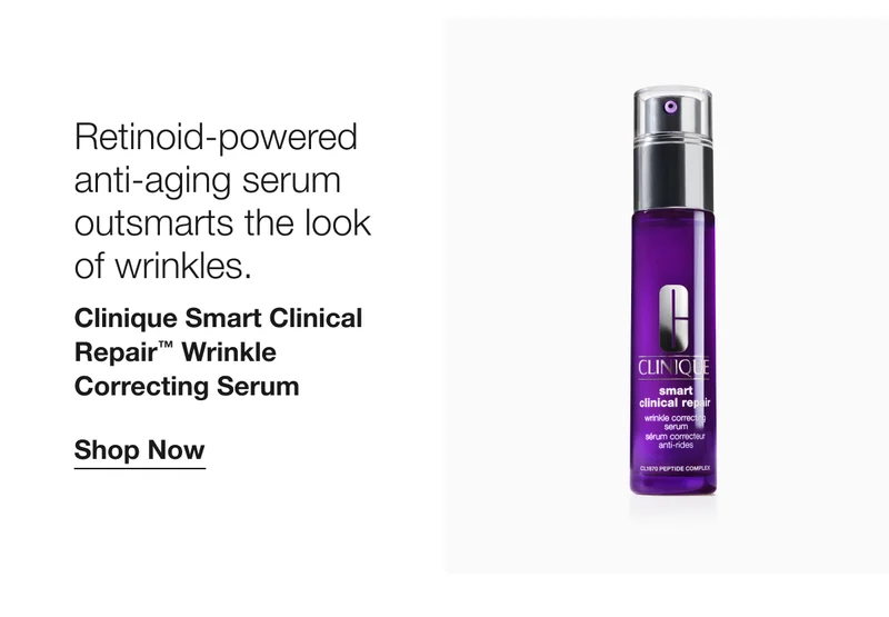 Retinoid-powered anti-aging serum outsmarts the look of wrinkles. | Clinique Smart Clinical Repair™ Wrinkle Correcting Serum | Shop Now