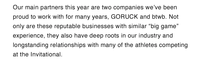 Partners: GORUCK and btwb