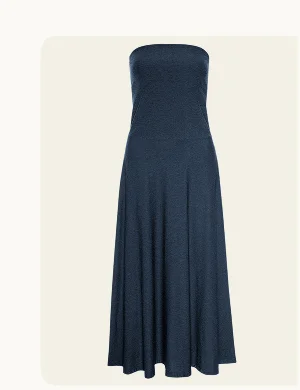 Featherweight Strapless Dress in Nocturnal Navy