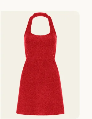 Spacedye Prep Halter Dress in Candy Apple Red Heather