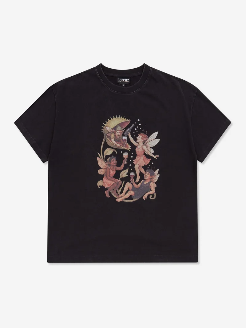 Image of Lorenz Saluti T-Shirt - Washed Black