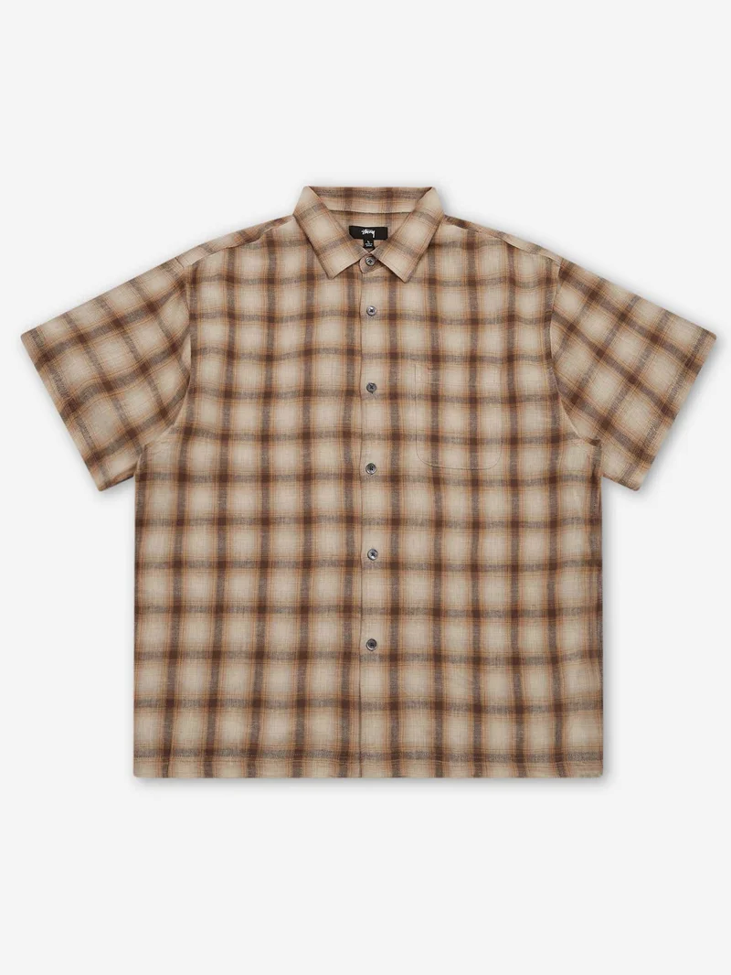 Image of Stussy Liam Ss Plaid Shirt - Brown