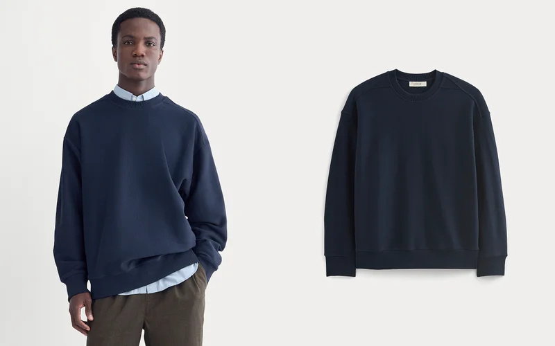 Image | Twill Terry Jacquard Crew Sweatshirt | Navy