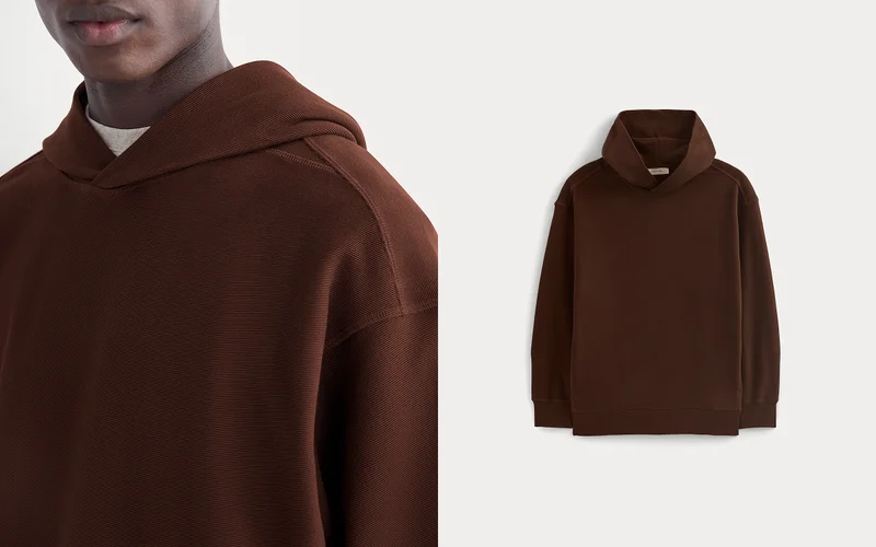 Image | Twill Terry Jacquard Hoodie | Dark Mahogany