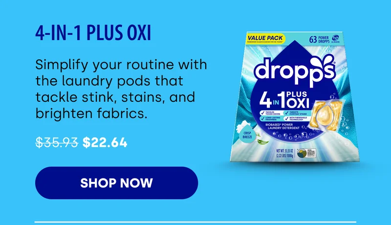 4-in-1 Plus Oxi Simplify your routine with the laundry pods that tackle stink, stains, and brighten fabrics. $35.93 $22.64 [SHOP NOW]