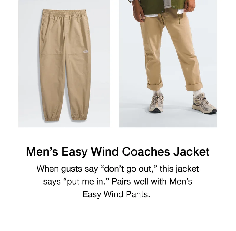 Men's Easy Wind Coaches Jacket. When gusts say "don't go out," this jacket says "put me in." Pairs well with Men's Easy Wind Pants.