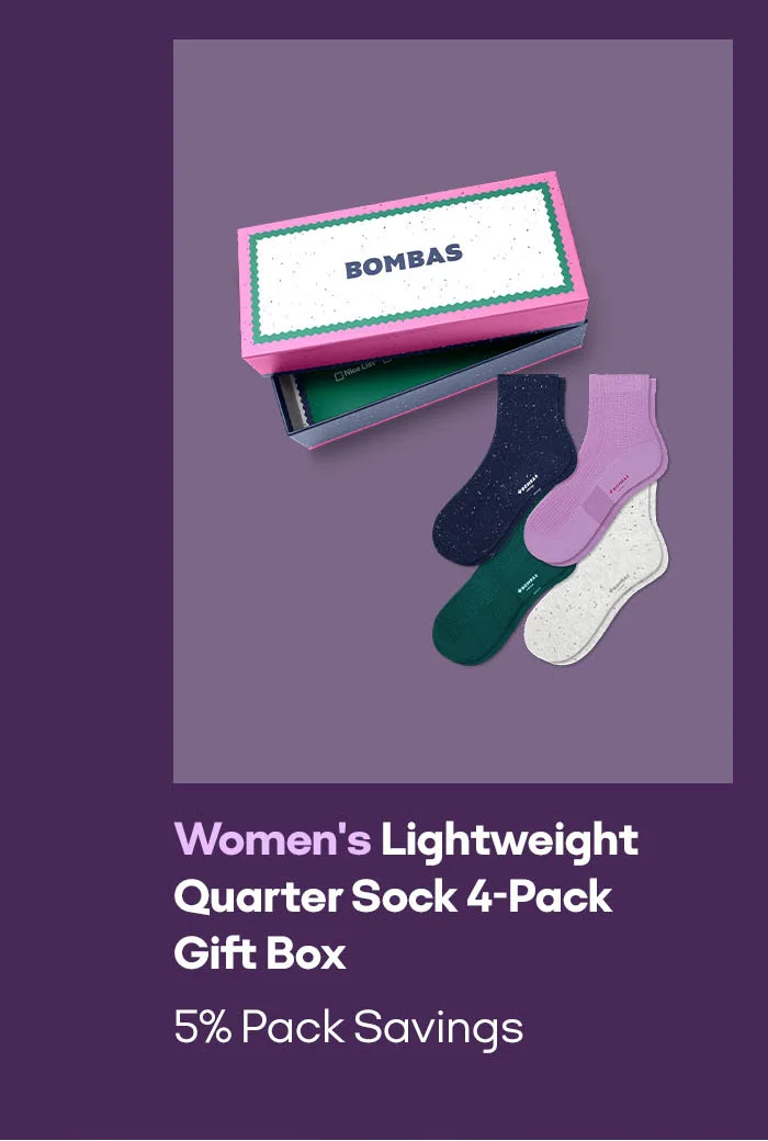 Women's Lightweight Quarter Sock 4-Pack Gift Box 5% Pack Savings